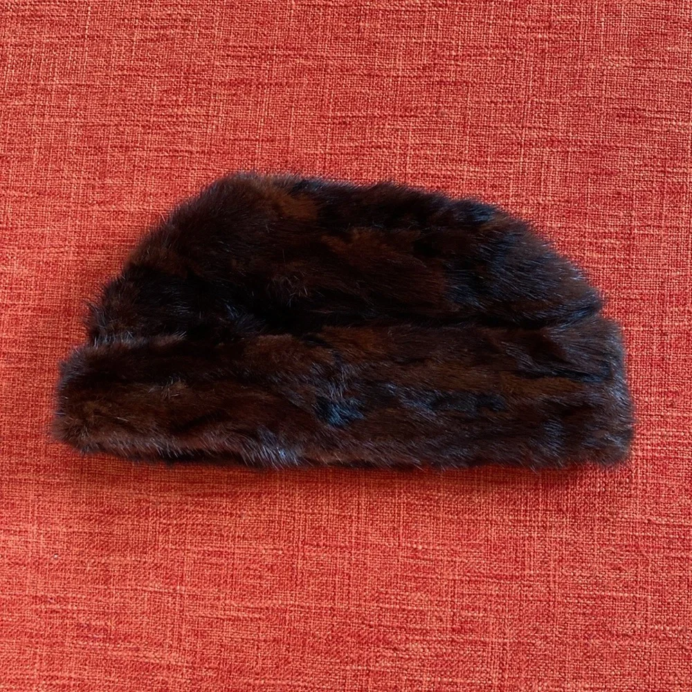 Vintage 50’s 60’s Brown Mink Fur Arctic Hat - Picture 9 of 15